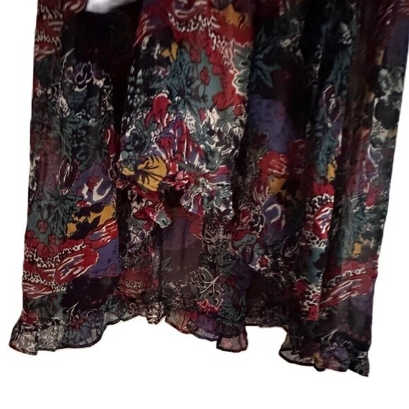 Anthropologie Maeve Annabella Tiered Boho Maxi Dress Puff Sleeve V-Neck Size 10 - Picture 10 of 16